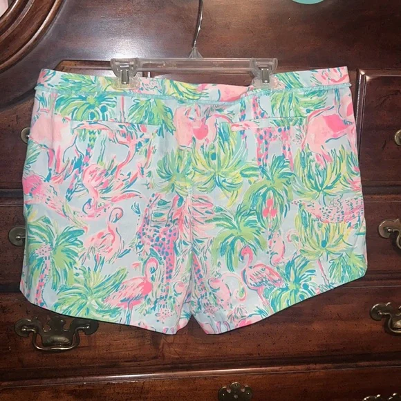 New with tags Lilly Pulitzer size 16 4” Adie Short Seasalt Blue On Parade Print - Picture 10 of 14